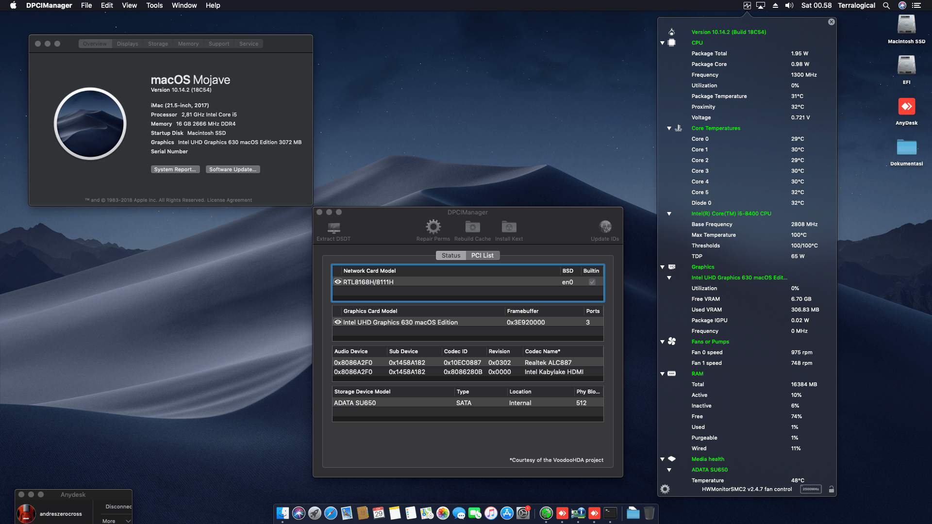 Success Hackintosh macOS Mojave 10.14.2 Build 18C54 at Gigabyte H310M DS2 + Intel Core i5 8400